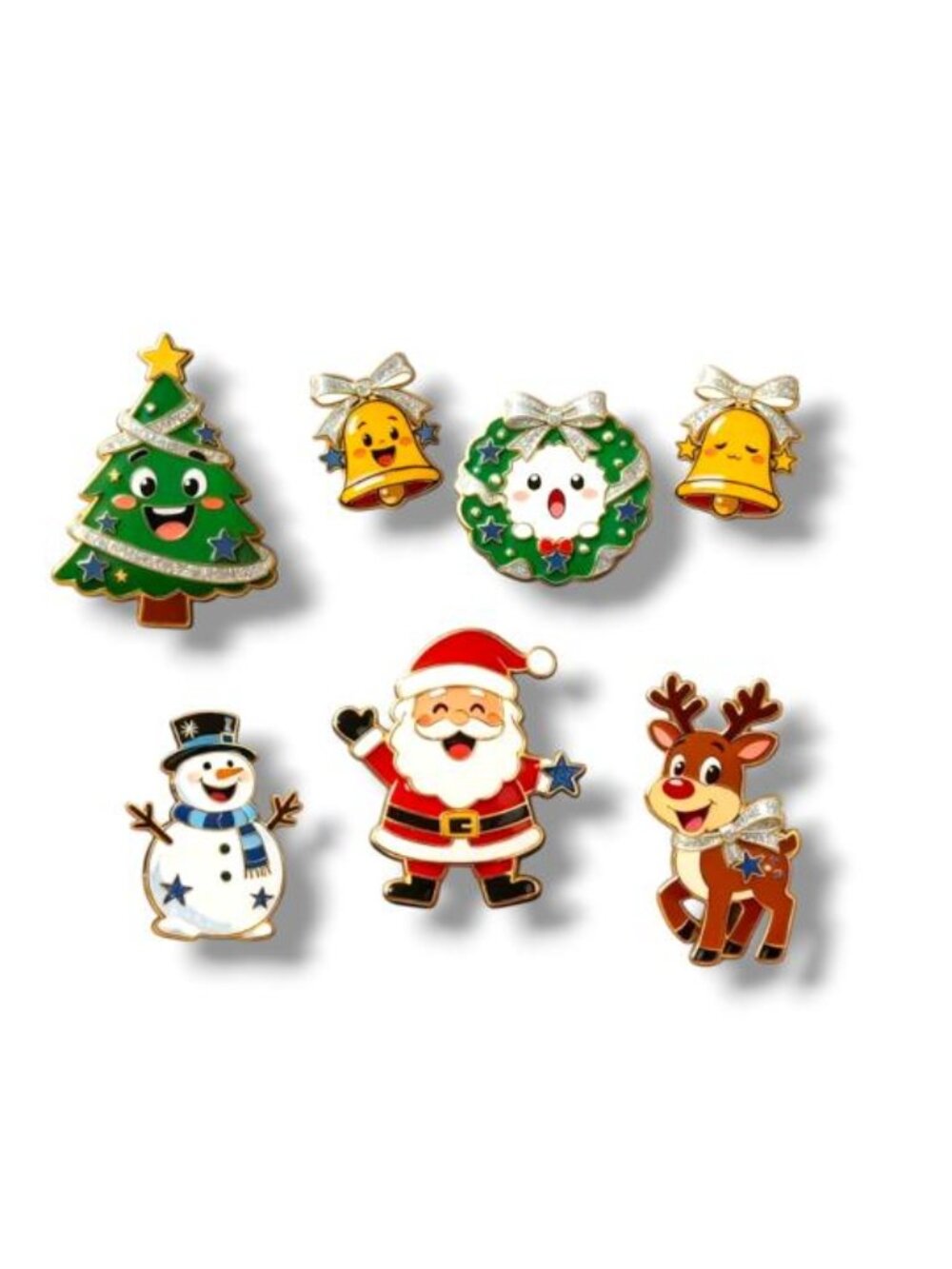 NWT - 7PCS Christmas Magnets, Cute Cartoon Christmas Tree Reindeer Santa Snowman